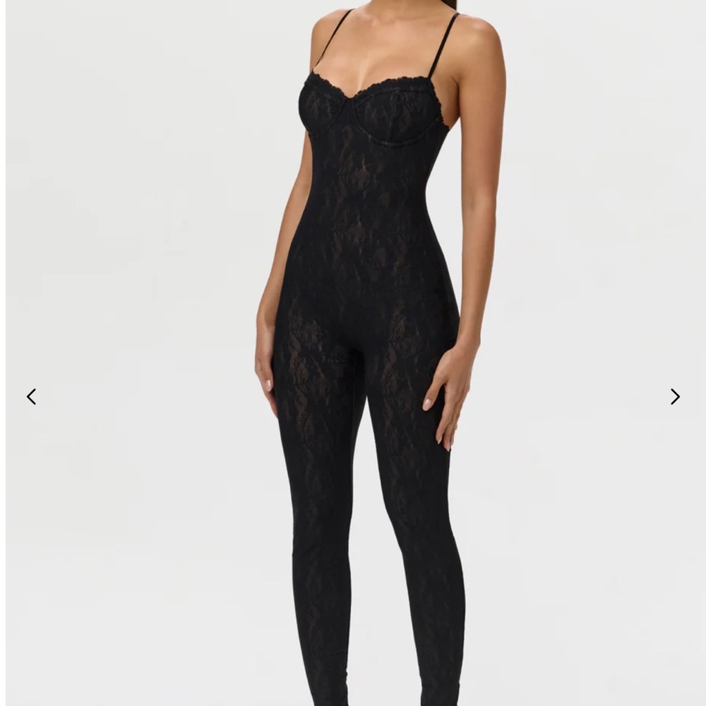 Naked Wardrobe Black Lace Leggings
